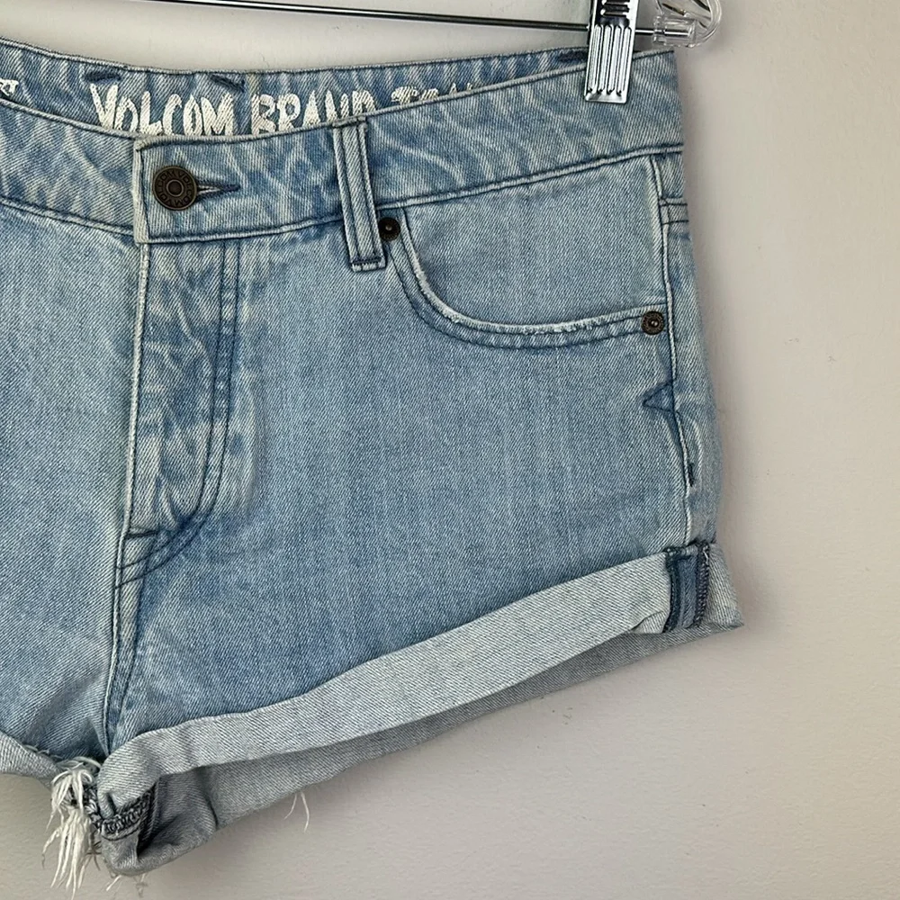 Volcom Stoned Rolled Jean Shorts Size 28/7 Cotton Festival Summer Beach Surf
